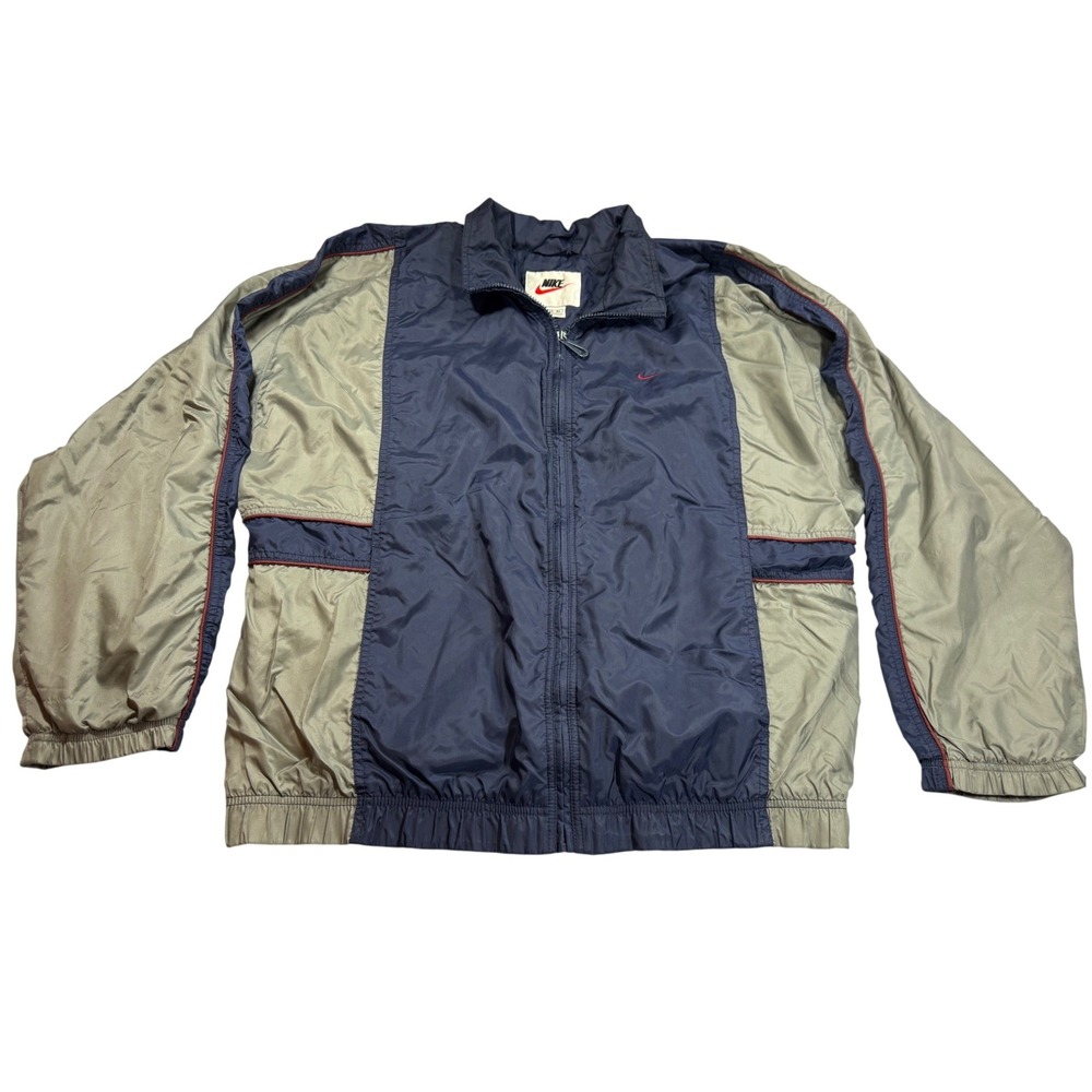 Vintage Nike Mens Track Jacket XL Navy Colorblock Swoosh 90s Retro Outdoor Gorp